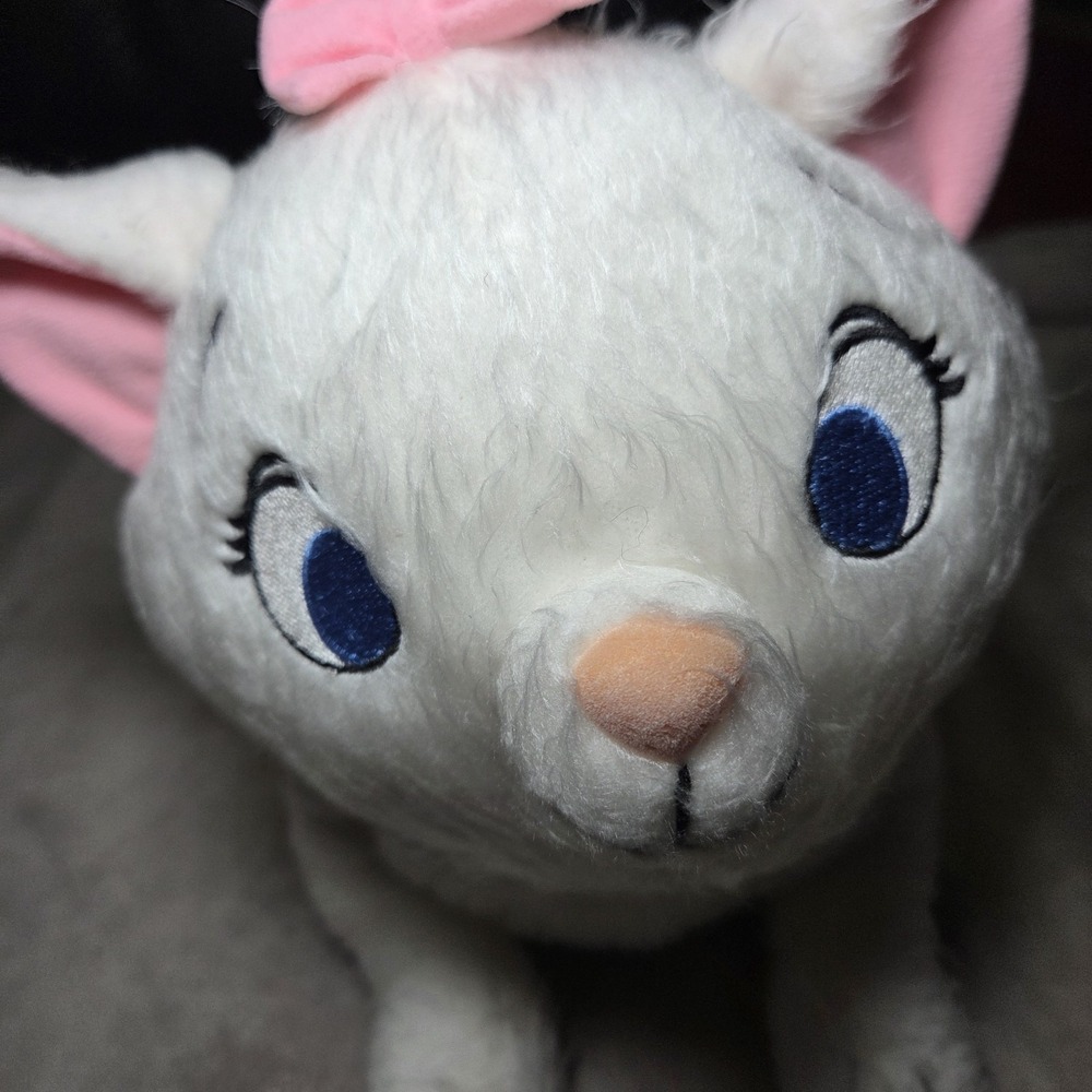 Disney The Aristocats Marie White Cat Plush Pink Bow Blue Eyes Stuffed Animal - Picture 3 of 7